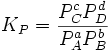K_P = \frac{P_C^c P_D^d} {P_A^a  P_B^b}