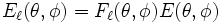 \textstyle{E_\ell(\theta,\phi)= F_\ell(\theta,\phi) E(\theta,\phi)}