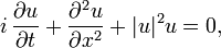 i\,\frac{\partial u}{\partial t} + \frac{\partial^2 u}{\partial x^2} + |u|^2 u = 0,