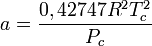 a = \frac{0,42747R^2T_c^2}{P_c}