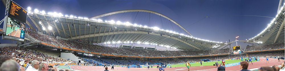 Panoramica del interior del estadio durante la celebración de los Juegos Olímpicos de Atenas 2004.