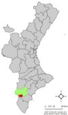 Localización de Hondó de las Nieves respecto a la Comunidad Valenciana