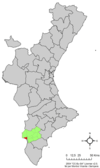 Localización de Algueña respecto a la Comunidad Valenciana