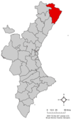 Localización respecto a provincia de Castellón.
