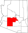 Mapa de Arizona con la ubicación del condado de Maricopa