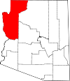 Mapa de Arizona con la ubicación del condado de Mohave