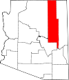 Mapa de Arizona con la ubicación del condado de Navajo
