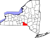 Mapa de Nueva York con la ubicación del condado de Broome