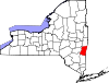 Mapa de Nueva York con la ubicación del condado de Columbia