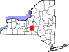 Mapa de Nueva York con la ubicación del condado de Cortland