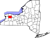 Mapa de Nueva York con la ubicación del condado de Genesee