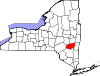 Mapa de Nueva York con la ubicación del condado de Greene