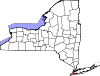 Mapa de Nueva York con la ubicación del condado de Kings