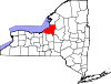 Mapa de Nueva York con la ubicación del condado de Oswego