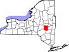 Mapa de Nueva York con la ubicación del condado de Schoharie
