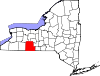 Mapa de Nueva York con la ubicación del condado de Steuben