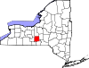 Mapa de Nueva York con la ubicación del condado de Tompkins
