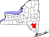 Mapa de Nueva York con la ubicación del condado de Ulster
