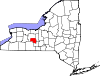 Mapa de Nueva York con la ubicación del condado de Yates