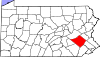 Mapa de Pensilvania con la ubicación del condado de Berks