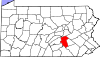 Mapa de Pensilvania con la ubicación del condado de Dauphin