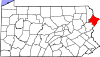 Mapa de Pensilvania con la ubicación del condado de Pike