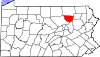Mapa de Pensilvania con la ubicación del condado de Sullivan