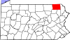 Mapa de Pensilvania con la ubicación del condado de Susquehanna
