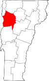 Mapa de Vermont con la ubicación del condado de Chittenden
