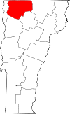 Mapa de Vermont con la ubicación del condado de Franklin