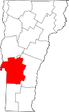 Mapa de Vermont con la ubicación del condado de Rutland