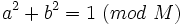 \displaystyle a^2+b^2=1~(mod~M)