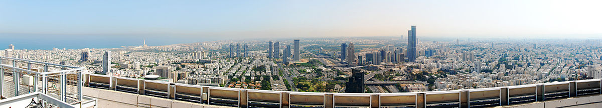  Vista de Tel Aviv, Ramat Gan, Bnei Brak, y Herzliyya tomado desde el Azrieli Center