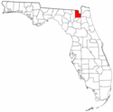Mapa de Florida con el Condado de Baker resaltado