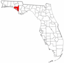 Mapa de Florida con el Condado de Bay resaltado