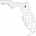 Mapa de Florida con el Condado de Bradford resaltado