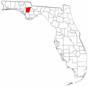 Mapa de Florida con el Condado de Calhoun resaltado