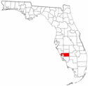 Mapa de Florida con el Condado de Charlotte resaltado