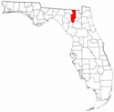 Mapa de Florida con el Condado de Columbia resaltado