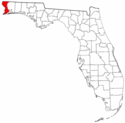 Mapa de Florida con el Condado de Escambia resaltado