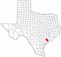 Mapa de Texas con el Condado de Jackson resaltado