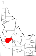 Mapa de Idaho con el Condado de Boise resaltado