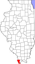 Mapa de Illinois con el Condado de Alexander resaltado