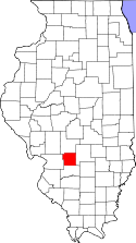Mapa de Illinois con el Condado de Bond resaltado