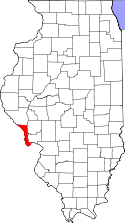 Mapa de Illinois con el Condado de Calhoun resaltado