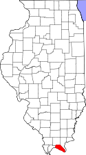 Mapa de Illinois con el Condado de Massac resaltado