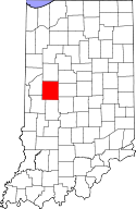 Mapa de Indiana con el Condado de Montgomery resaltado