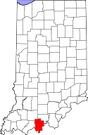 Mapa de Indiana con el Condado de Perry resaltado