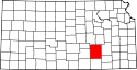 Mapa de Kansas con el Butler resaltado