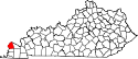 Mapa de Kentucky con el Condado de Ballard resaltado